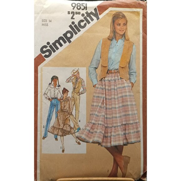 Vintage Simplicity 9851 Miss Sewing Pattern Western Country Outfit Sz 14 - Picture 1 of 2